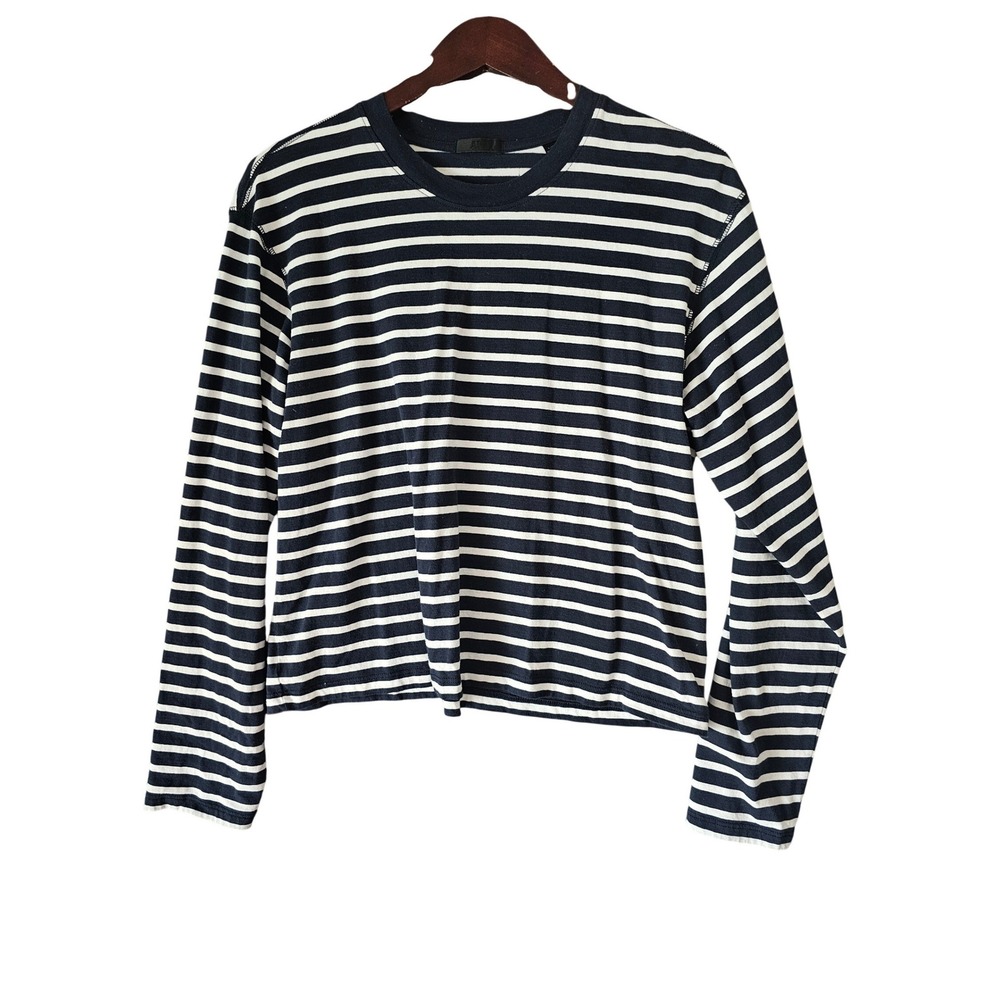 ATM Anthony‎ Thomas Melillo Shirt Women's Blue White Striped Cotton Tee Size L